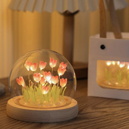 10/20Pcs Tulip LED Night Light – Battery Operated Artificial Flower Table Lamp for DIY Decoration, Handmade Bedside Tulip Nightlight
