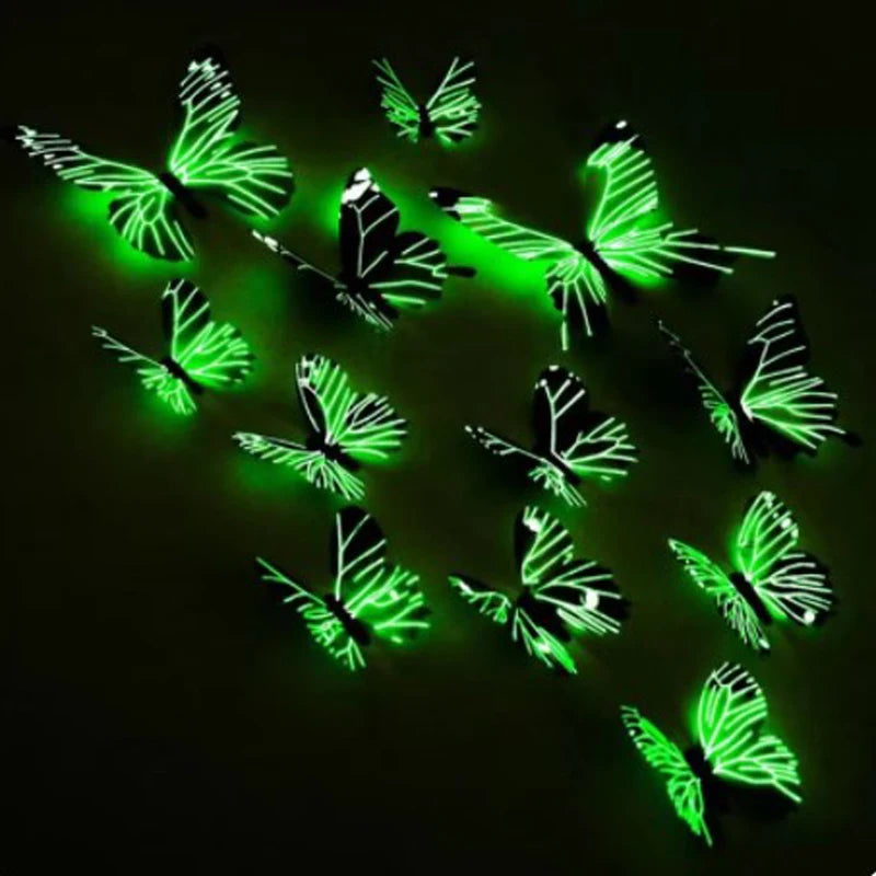 "12pcs 3D Luminous Butterfly Wall Stickers – Glow in the Dark DIY Home Decor for Kids Room & Gifts"