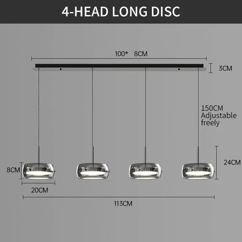 Modern LED Glass Pendant Light – Adjustable Minimalist Hanging Lamp for Dining Table, Kitchen Island, Restaurant & Home Decor