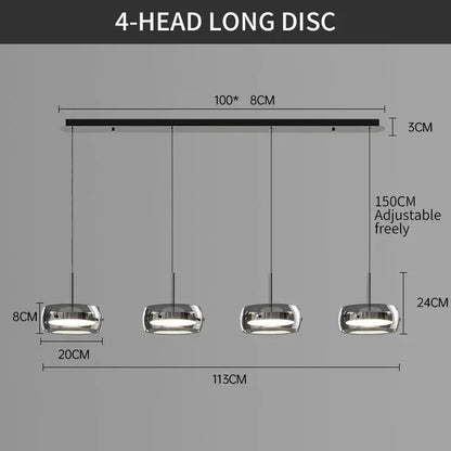 Modern LED Glass Pendant Light – Adjustable Minimalist Hanging Lamp for Dining Table, Kitchen Island, Restaurant & Home Decor