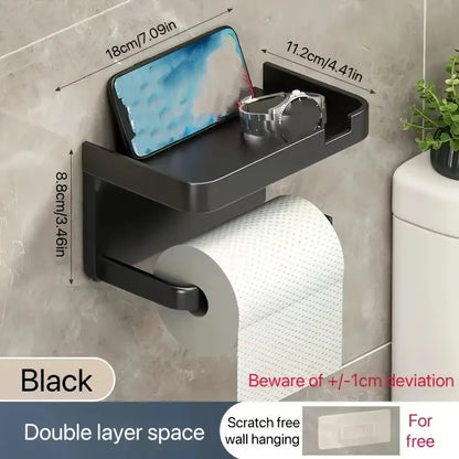 Self Adhesive Toilet Roll Paper Holder Wall Mount Bathroom Organizer Storage Stand No Punching Stainless Steel Towel Holder