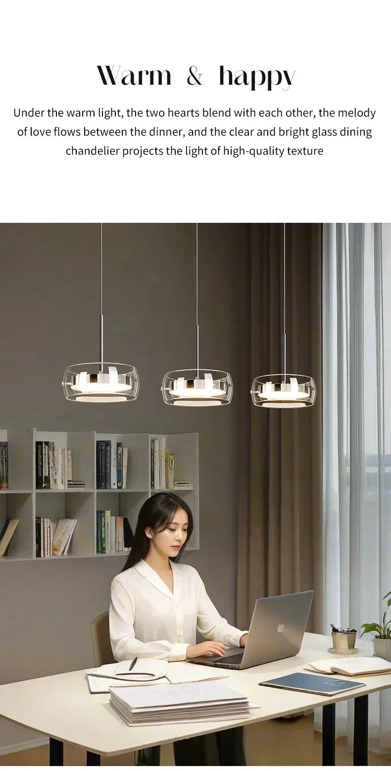 Modern LED Glass Pendant Light – Adjustable Minimalist Hanging Lamp for Dining Table, Kitchen Island, Restaurant & Home Decor