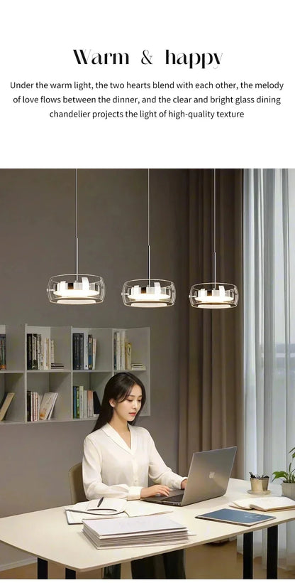 Modern LED Glass Pendant Light – Adjustable Minimalist Hanging Lamp for Dining Table, Kitchen Island, Restaurant & Home Decor