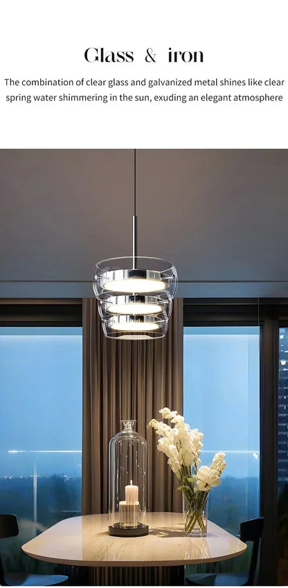 Modern LED Glass Pendant Light – Adjustable Minimalist Hanging Lamp for Dining Table, Kitchen Island, Restaurant & Home Decor