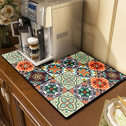 Quick Dry Kitchen Drying Mat – Absorbent Anti-Slip Dish & Coffee Placemat | Table Cup Mat for Fast Drying & Home Decor