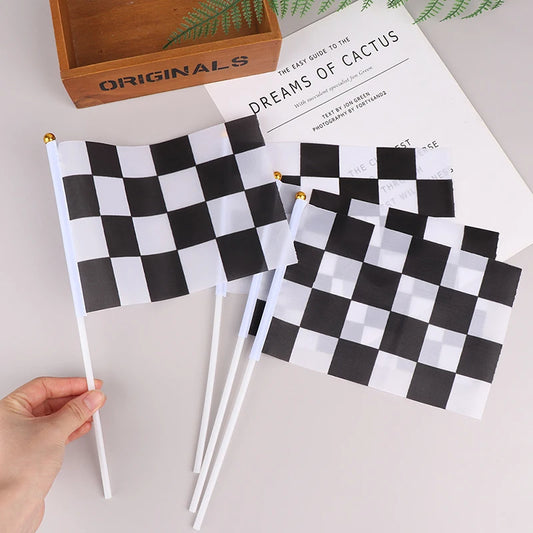 10 Black And White Square Racing Flags