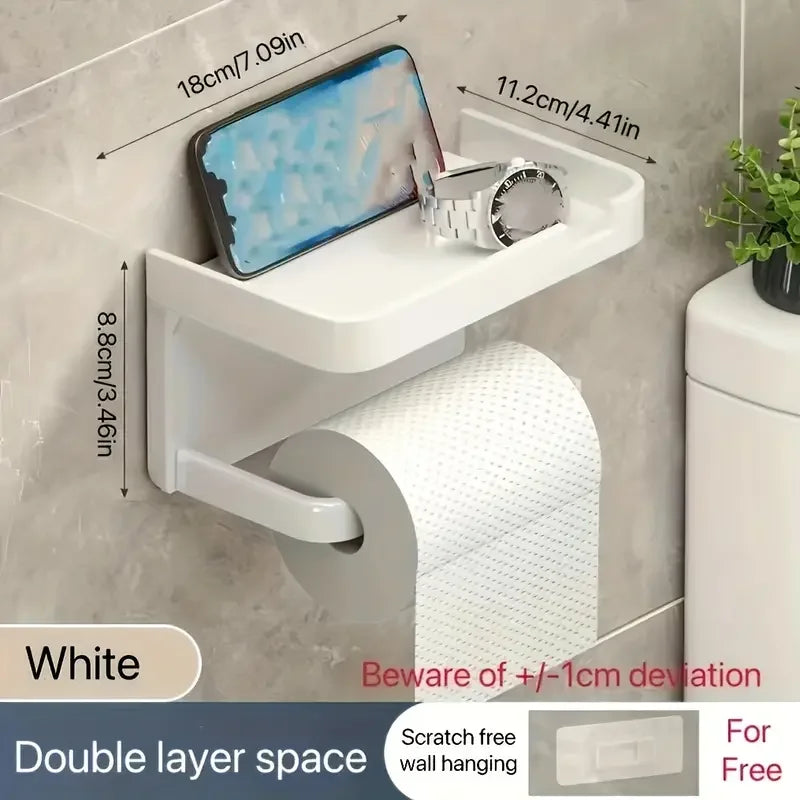 Self Adhesive Toilet Roll Paper Holder Wall Mount Bathroom Organizer Storage Stand No Punching Stainless Steel Towel Holder