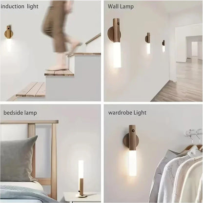 LED USB Rechargeable Magnetic Night Light – Wall Mount Lamp for Kitchen, Closet, Bedroom, Stairs, Bedside – Motion Sensor Cabinet Lighting (1PC)
