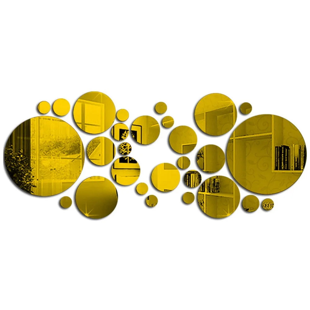"26pcs Round Acrylic Mirror Wall Stickers – Removable Self-Adhesive Tiles for Ceramic Surfaces"