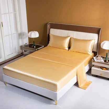 Luxury Emulation Silk Satin Fitted Sheet