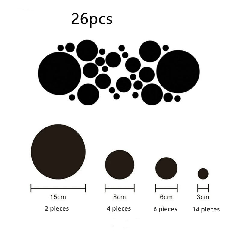"26pcs Round Acrylic Mirror Wall Stickers – Removable Self-Adhesive Tiles for Ceramic Surfaces"