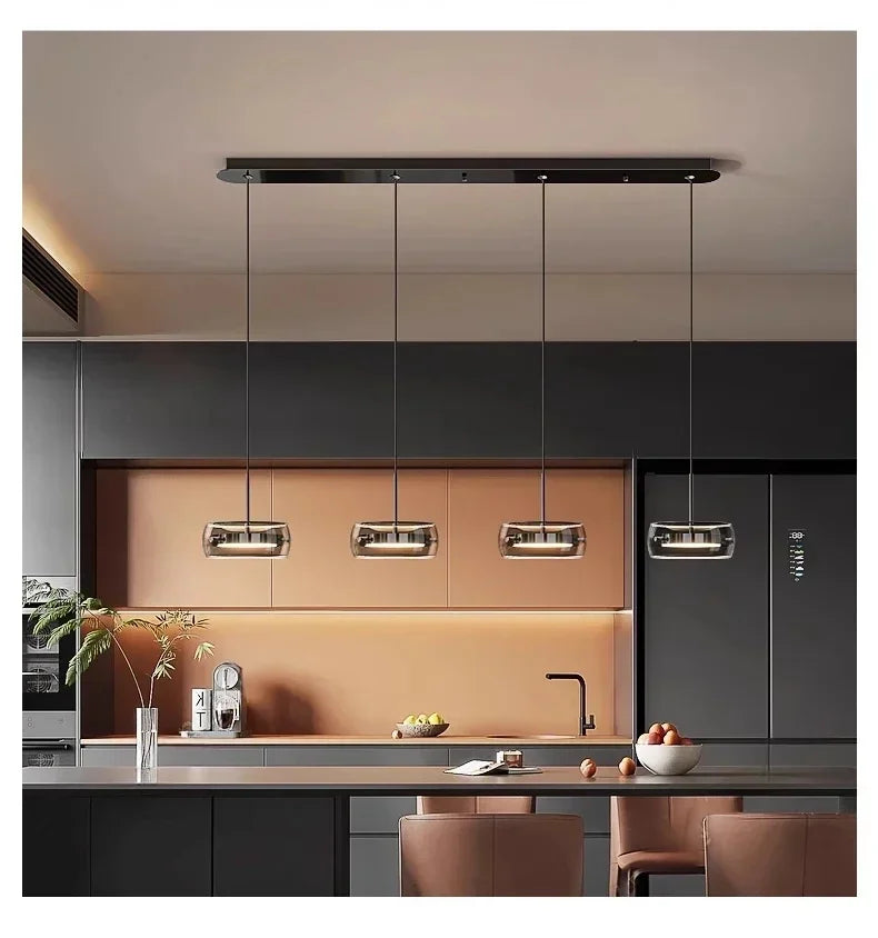 Modern LED Glass Pendant Light – Adjustable Minimalist Hanging Lamp for Dining Table, Kitchen Island, Restaurant & Home Decor