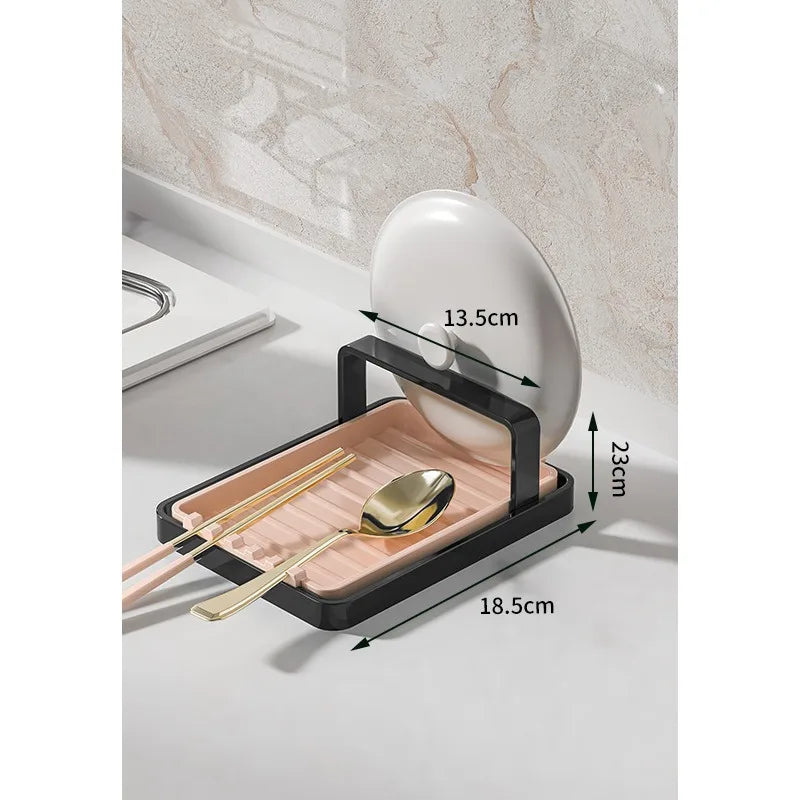 Pot Cover Shelf Kitchen Countertop Chopping Board Spatula Rack Household Multifunctional Rack Drain Storage Artifact