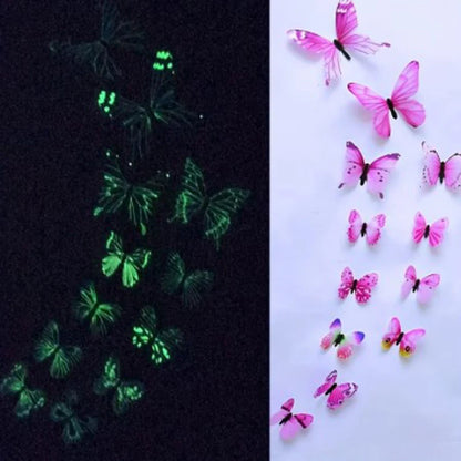 "12pcs 3D Luminous Butterfly Wall Stickers – Glow in the Dark DIY Home Decor for Kids Room & Gifts"