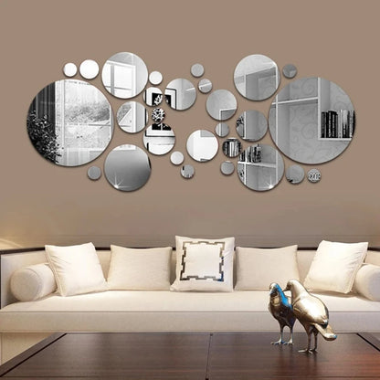 "26pcs Round Acrylic Mirror Wall Stickers – Removable Self-Adhesive Tiles for Ceramic Surfaces"