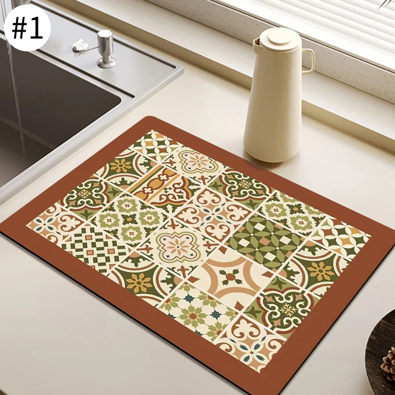 Quick Dry Kitchen Drying Mat – Absorbent Anti-Slip Dish & Coffee Placemat | Table Cup Mat for Fast Drying & Home Decor
