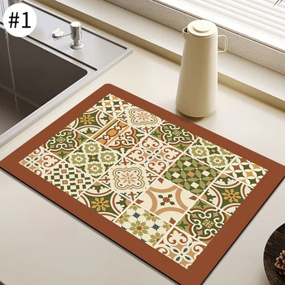 Quick Dry Kitchen Drying Mat – Absorbent Anti-Slip Dish & Coffee Placemat | Table Cup Mat for Fast Drying & Home Decor