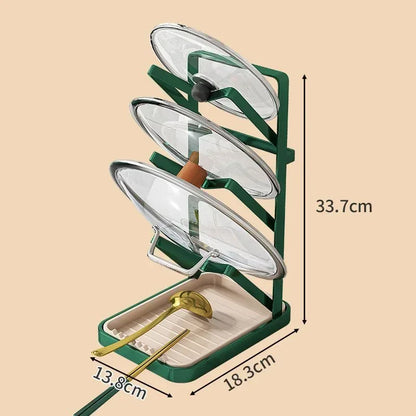 Goldfarbener Deckel-Organizer-Ständer – Topfdeckelhalter für Küchenschränke, Aufbewahrungsregal für Utensilien, Schneidebretter, Spatel und Löffel