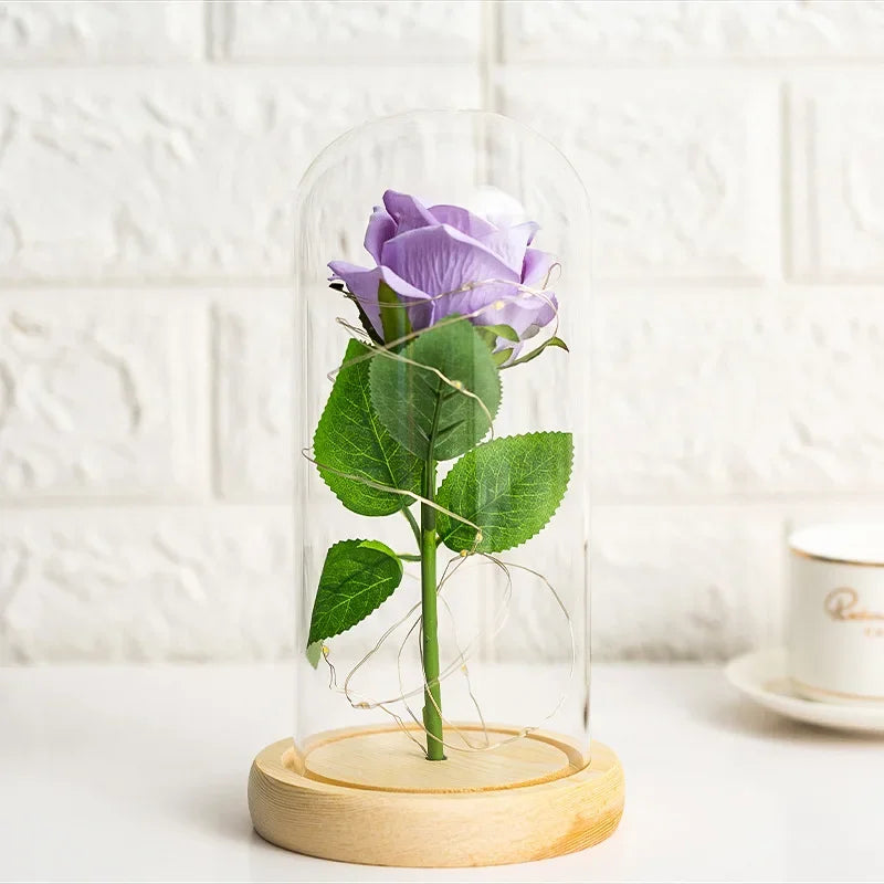 Glasrose Kristallblumen-Ornament für Zimmer, Büro und Geschenk 