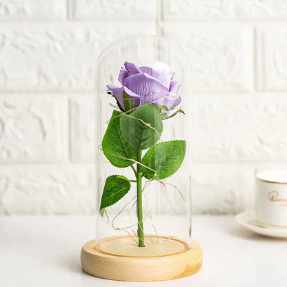 Glasrose Kristallblumen-Ornament für Zimmer, Büro und Geschenk 