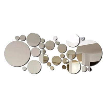 "26pcs Round Acrylic Mirror Wall Stickers – Removable Self-Adhesive Tiles for Ceramic Surfaces"