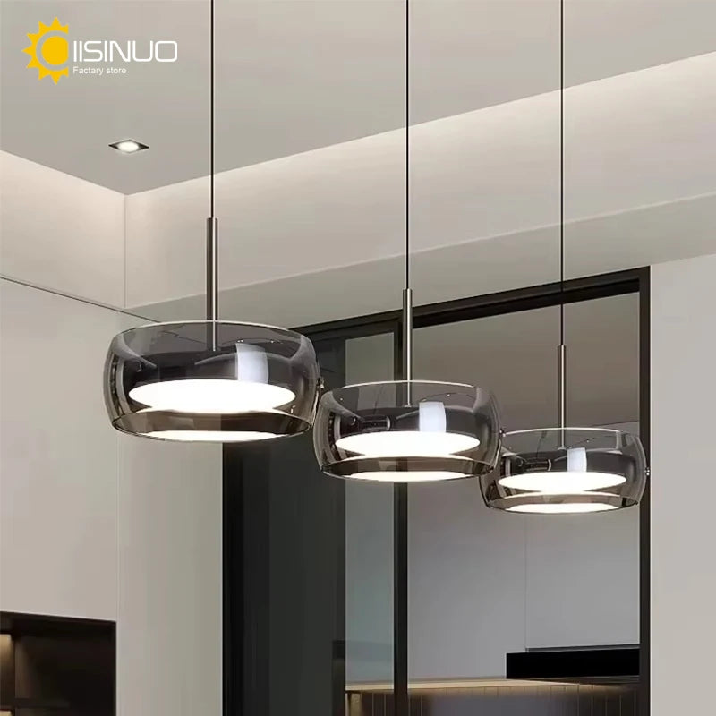 Modern LED Glass Pendant Light – Adjustable Minimalist Hanging Lamp for Dining Table, Kitchen Island, Restaurant & Home Decor