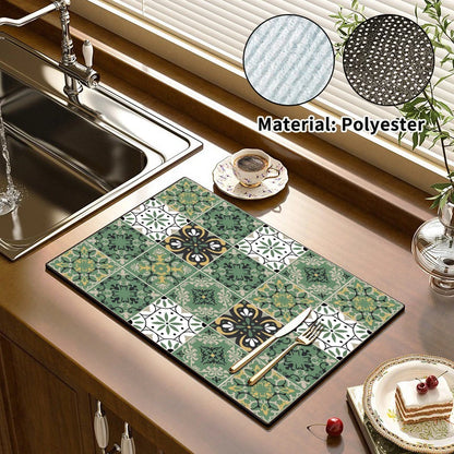 Quick Dry Kitchen Drying Mat – Absorbent Anti-Slip Dish & Coffee Placemat | Table Cup Mat for Fast Drying & Home Decor