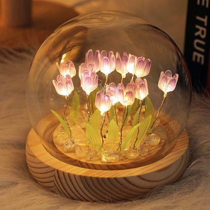 10/20Pcs Tulip LED Night Light – Battery Operated Artificial Flower Table Lamp for DIY Decoration, Handmade Bedside Tulip Nightlight