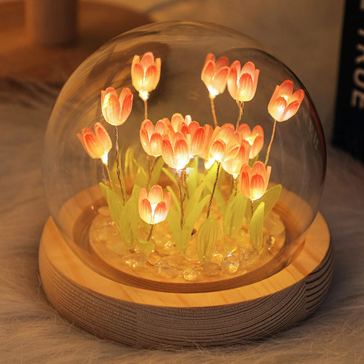10/20Pcs Tulip LED Night Light – Battery Operated Artificial Flower Table Lamp for DIY Decoration, Handmade Bedside Tulip Nightlight