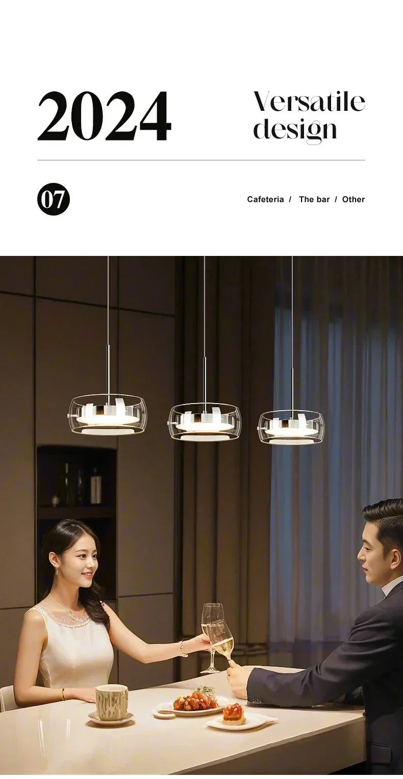 Modern LED Glass Pendant Light – Adjustable Minimalist Hanging Lamp for Dining Table, Kitchen Island, Restaurant & Home Decor