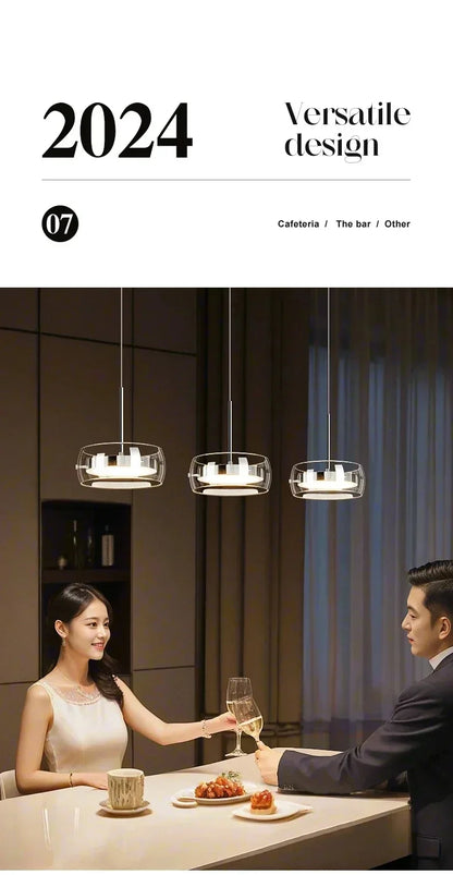 Modern LED Glass Pendant Light – Adjustable Minimalist Hanging Lamp for Dining Table, Kitchen Island, Restaurant & Home Decor