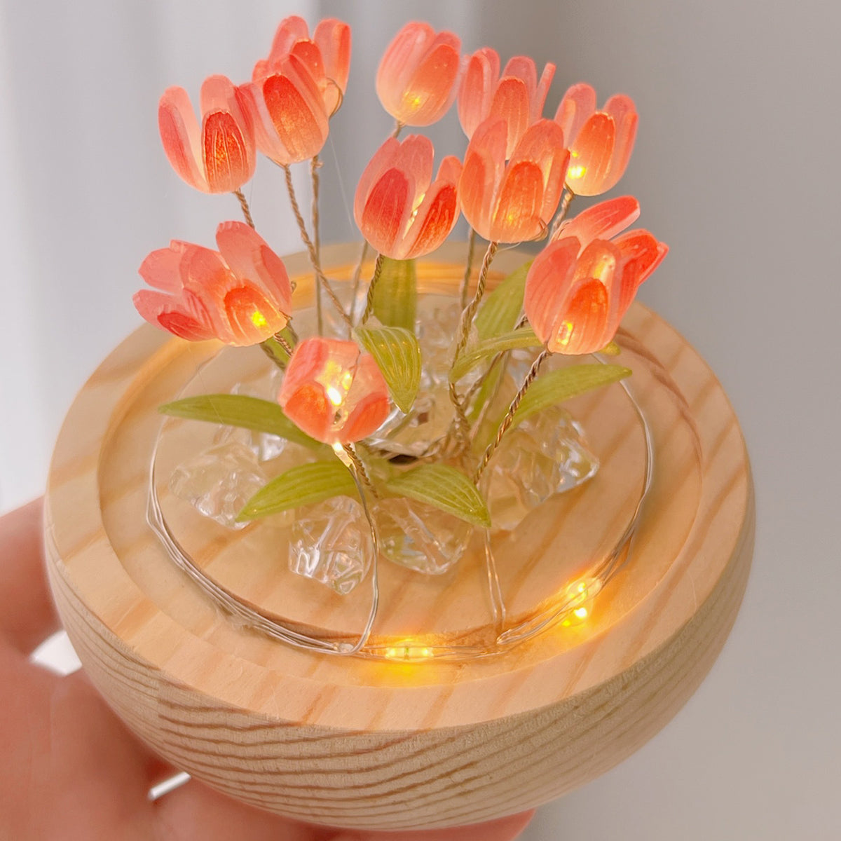 10/20Pcs Tulip LED Night Light – Battery Operated Artificial Flower Table Lamp for DIY Decoration, Handmade Bedside Tulip Nightlight
