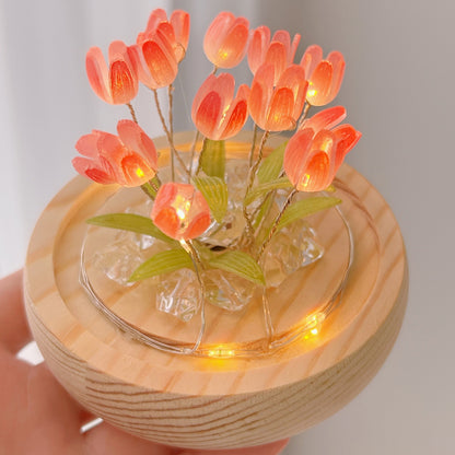 10/20Pcs Tulip LED Night Light – Battery Operated Artificial Flower Table Lamp for DIY Decoration, Handmade Bedside Tulip Nightlight