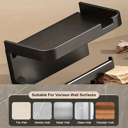 Self Adhesive Toilet Roll Paper Holder Wall Mount Bathroom Organizer Storage Stand No Punching Stainless Steel Towel Holder