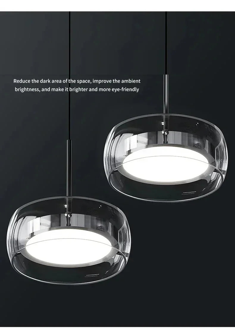 Modern LED Glass Pendant Light – Adjustable Minimalist Hanging Lamp for Dining Table, Kitchen Island, Restaurant & Home Decor