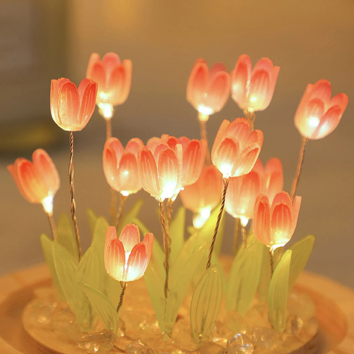 10/20Pcs Tulip LED Night Light – Battery Operated Artificial Flower Table Lamp for DIY Decoration, Handmade Bedside Tulip Nightlight