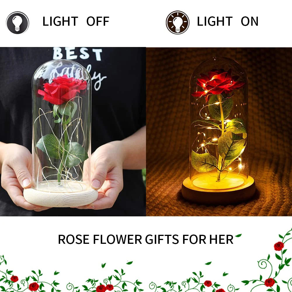 Glasrose Kristallblumen-Ornament für Zimmer, Büro und Geschenk 