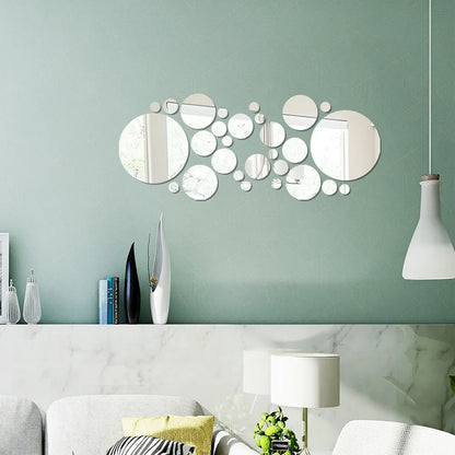 "26pcs Round Acrylic Mirror Wall Stickers – Removable Self-Adhesive Tiles for Ceramic Surfaces"