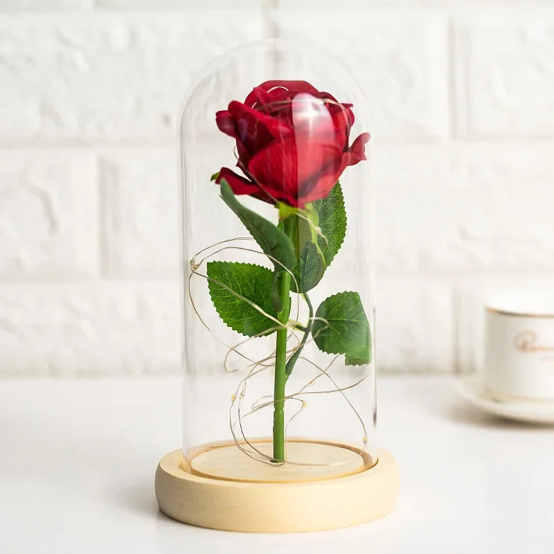 Glasrose Kristallblumen-Ornament für Zimmer, Büro und Geschenk 