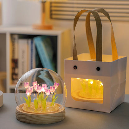10/20Pcs Tulip LED Night Light – Battery Operated Artificial Flower Table Lamp for DIY Decoration, Handmade Bedside Tulip Nightlight