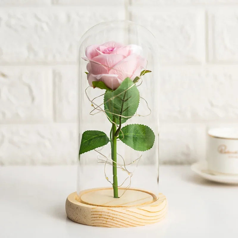 Glasrose Kristallblumen-Ornament für Zimmer, Büro und Geschenk 