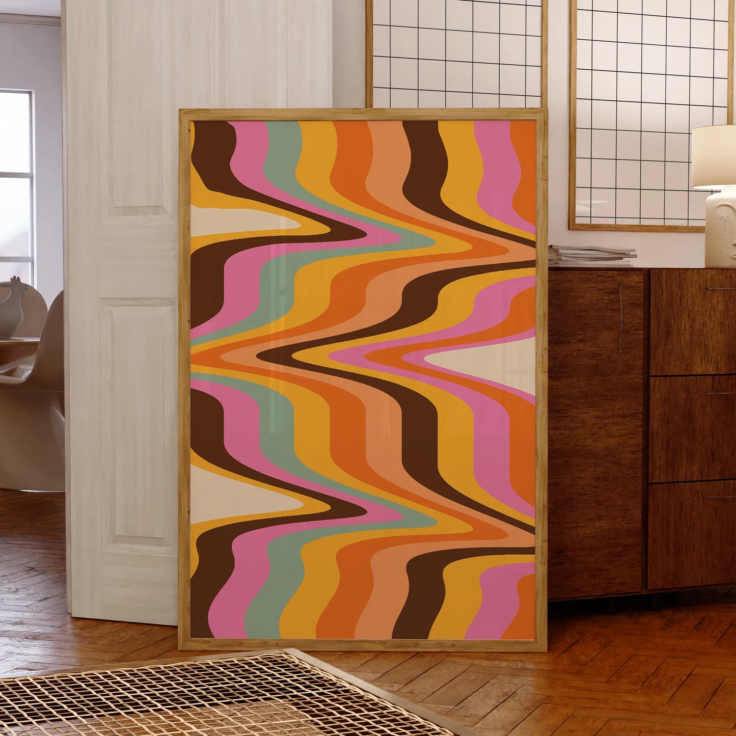 Modern Retro 70s Abstract Geometric Summer Wall Art Prints