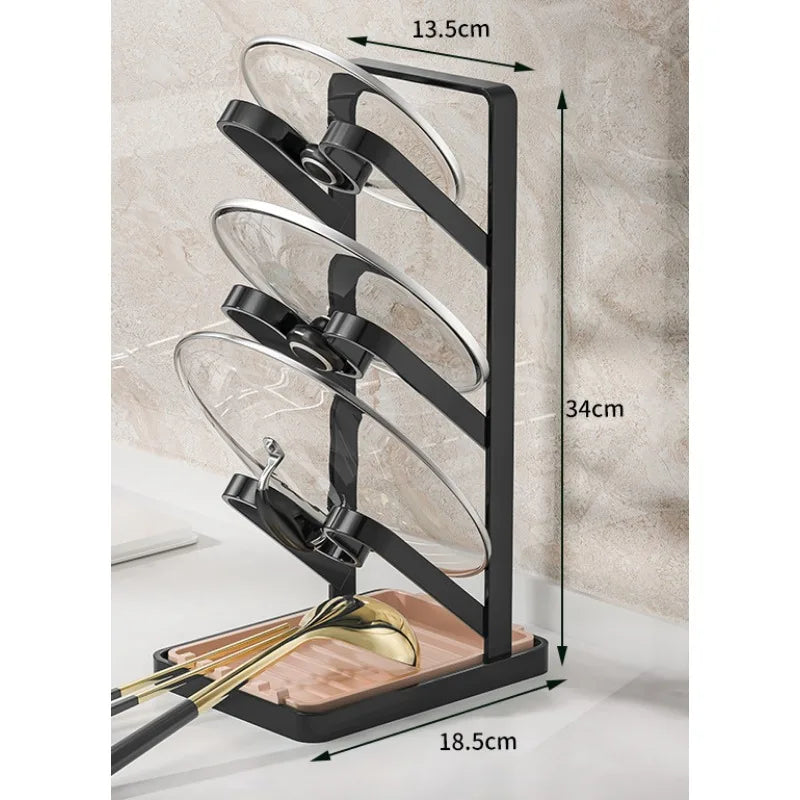 Pot Cover Shelf Kitchen Countertop Chopping Board Spatula Rack Household Multifunctional Rack Drain Storage Artifact