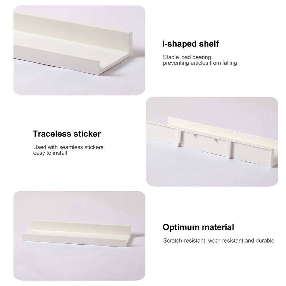 No-Drill Wall Mounted Bath Storage Rack – Metal Floating Shelves for Bathroom, Kitchen & Shower – Mirror Holder & Organizer