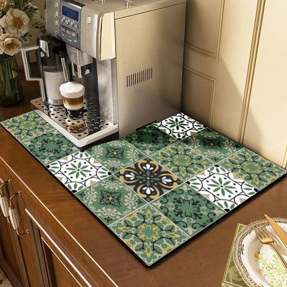 Quick Dry Kitchen Drying Mat – Absorbent Anti-Slip Dish & Coffee Placemat | Table Cup Mat for Fast Drying & Home Decor