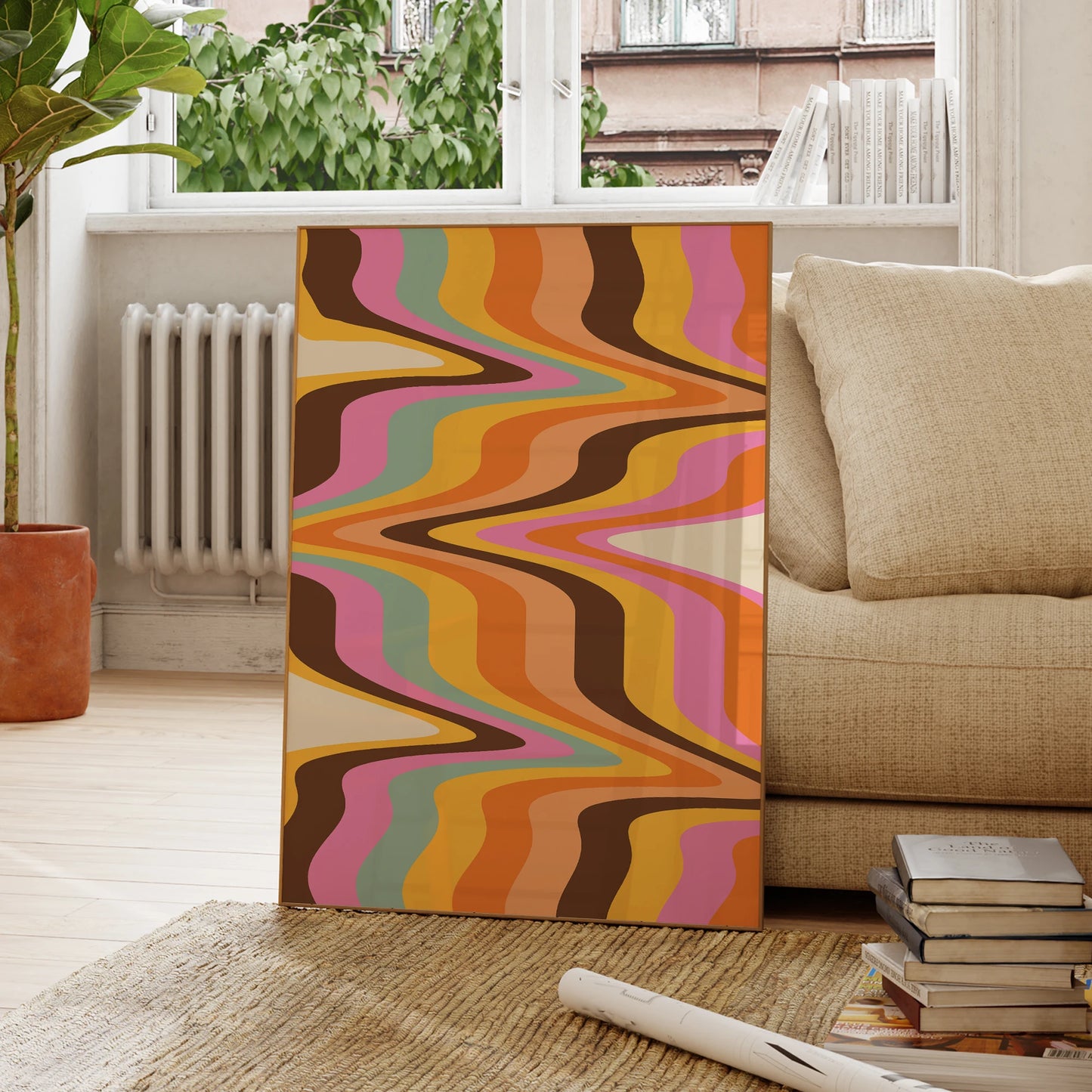 Modern Retro 70s Abstract Geometric Summer Wall Art Prints