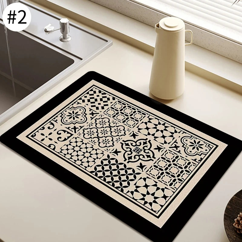 Quick Dry Kitchen Drying Mat – Absorbent Anti-Slip Dish & Coffee Placemat | Table Cup Mat for Fast Drying & Home Decor