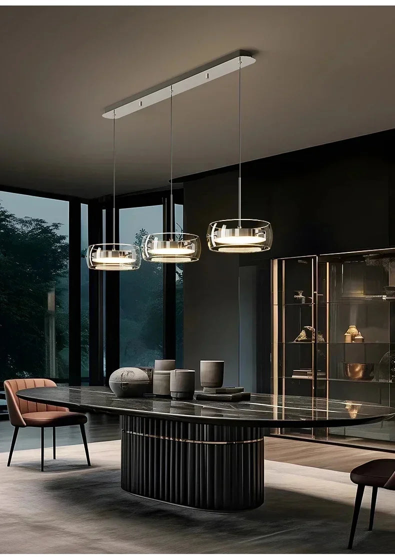 Modern LED Glass Pendant Light – Adjustable Minimalist Hanging Lamp for Dining Table, Kitchen Island, Restaurant & Home Decor