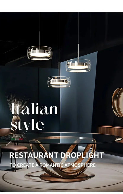 Modern LED Glass Pendant Light – Adjustable Minimalist Hanging Lamp for Dining Table, Kitchen Island, Restaurant & Home Decor