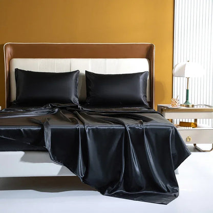 Luxury Emulation Silk Satin Fitted Sheet